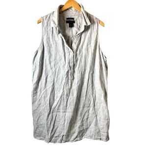 TAHARI Dress 100% Linen Women’s XL Sleeveless Lightweight Minimalist Lagenlook